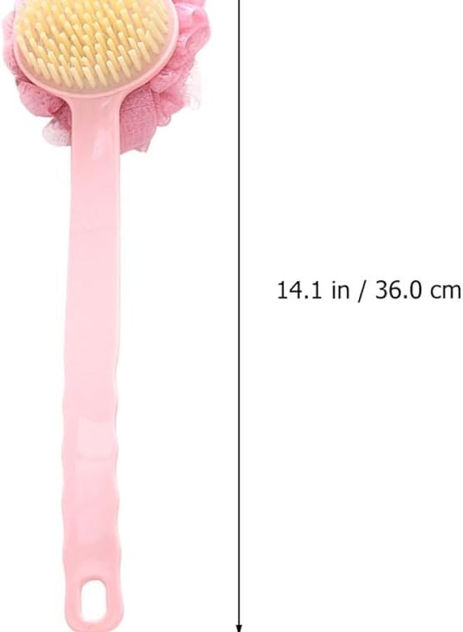 Cabilock 2Pcs Long Handle Back Scrubber Bath Brush Pink and Beige for Adult Exfoliation and Skin Care - Image 2